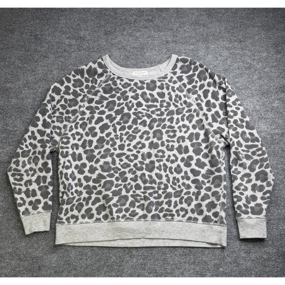 Grayson / Threads Size L Gray Animal Cheetah Print Sweater  Pull Over Crew Neck
